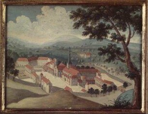 Ansicht der Abtei Port-Royal von Westen aus der Vogelperspektive