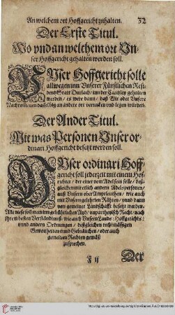 Theyl 2 Titul 1. Wo und welchem ort Unser Hoffgericht gehalten werden solle