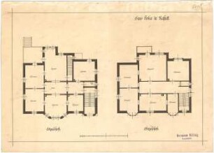Billing, Hermann; Rastatt, Leopoldring 20; Haus Bolza - Grundriss EG; Grundriss 1. OG