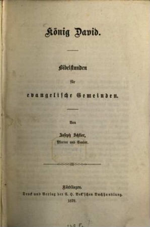 König David : Bibelstunden für evangelische Gemeinden