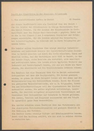 Inhalt des Unterrichts in der Disziplin Heimatkunde