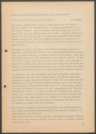 Inhalt des Unterrichts in der Disziplin Heimatkunde