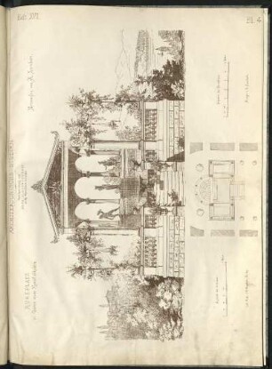 Gartenpavillon. Ansicht, Grundriss