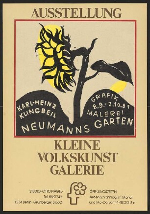 Ausstellungswerbung: "Karl-Heinz Klingbeil. Neumanns Garten. Grafik. Malerei" von 08.09. bis 02.10.1981