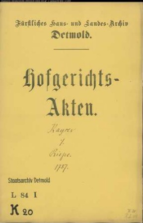 Keyser, Apotheker gegen Anton Riepe zu Silixen - Schuldforderung