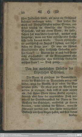 Von den natürlichen Ursachen der körperlichen Schönheit