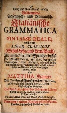 Vollkommene Toscanisch-Romanisch-Italienische Grammatica