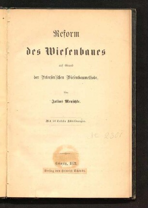 Reform des Wiesenbaues auf Grund der Petersen'schen Wiesenbaumethode