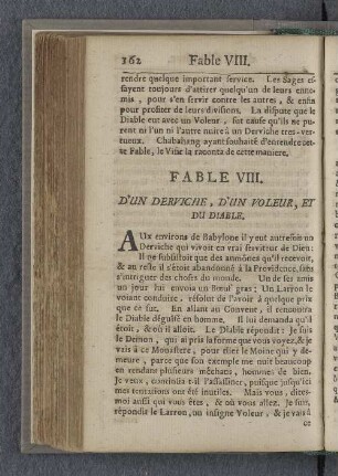 Fable VIII. D'un derviche, d'un voleur, et du diable.