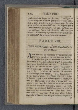 Fable VIII. D'un derviche, d'un voleur, et du diable.