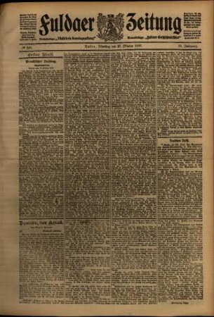 Erste Ausgabe vom Dienstag, den 27. Oktober 1908.
