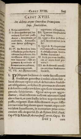 Caput XVIII. De debitis atque Oneribus Principum Imp. feudalibus.
