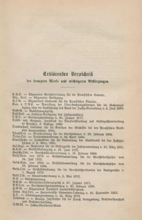 Erklärendes Verzeichniß der benutzten Werke und wichtigeren Abkürzungen.