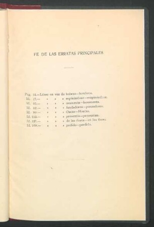 Fe de las erratas principales