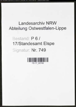 Heiratsregister Standesamt Elspe