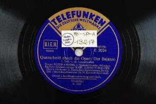 Querschnitt durch die Oper: Der Bajazzo; 1. Teil / (R. Leoncavallo)