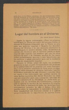 Lugar del hombre en el universo