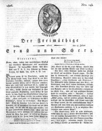 Nro. 143, Freitag den 18. Julius 1806