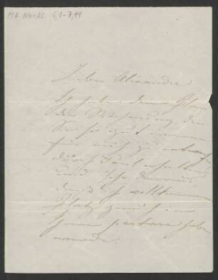 Brief an Alexander Mendelssohn : o.D.