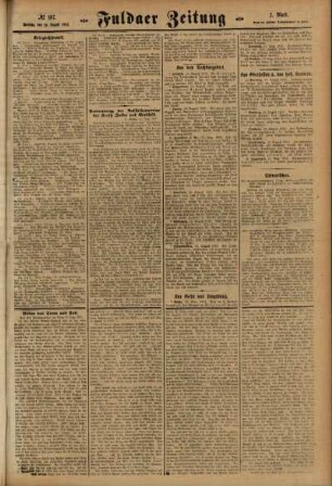 Zweite Ausgabe vom Montag, den 16. August 1915.