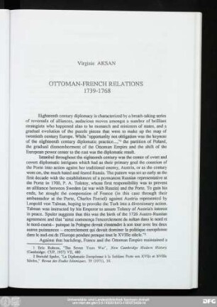 Virginie Aksan Ottoman-French Relations 1739-1768