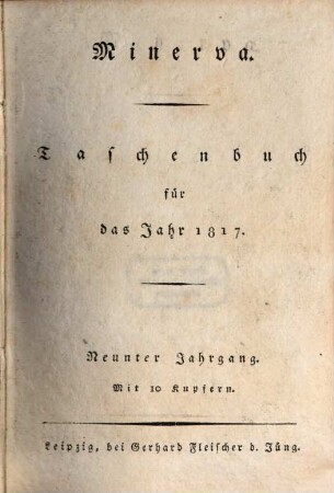 Minerva : Taschenbuch. 9. 1817