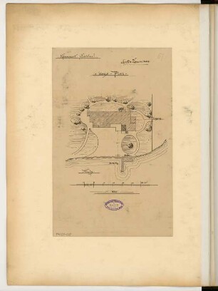 Ruderklubhaus Monatskonkurrenz Februar 1897: Lageplan 1:500; Maßstabsleiste
