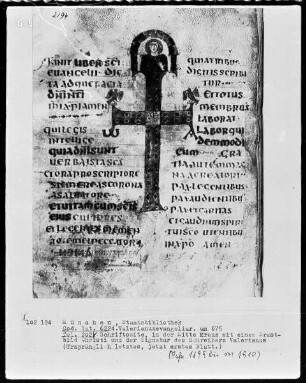 Valerianusevangeliar — Schriftseite mit Miniatur, Folio 202verso