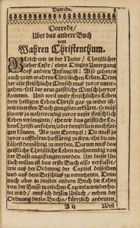 Vorrede, Uber das andere Buch vom wahren Christenthum