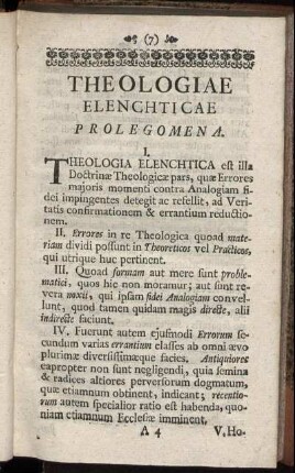 Theologiae Elenchticae Prolegomena