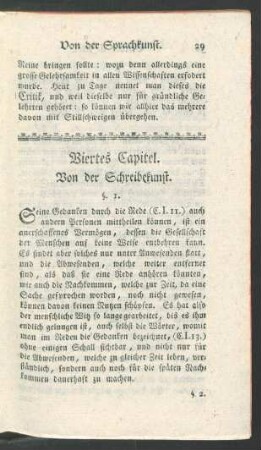 Viertes Capitel. Von der Schreibekunst