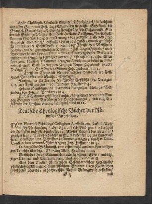 Teutsche Theologische Bücher der Römisch-Catholischen.