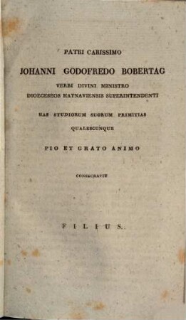 De ratione inter spiritum sanctum et mentem humanam ex Platonis philosophia intercedente : Pars prima, mentem humanam ex Platonis doctrina et sacrorum scriptorum dictis inter se comparatis describens