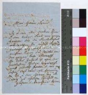Brief des Malers Friedrich Preller an den Maler Wilhelm Kemlein mit Dank für Geschenk (Hochzeit?) und Bericht über den Festzug