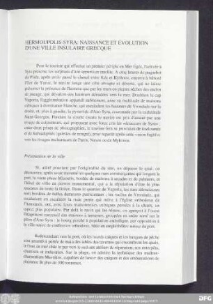 Hermoupolis-Syra: Naissance Et Évolution D'Une Ville Insulaire Grecque