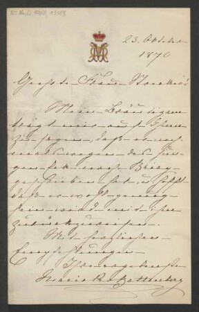 Brief an Minna Strecker : 23.10.1870