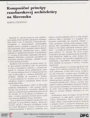 Kompozičné princípy ranobarokovej architektúry na Slovensku