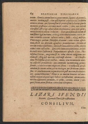 Lazari Suendii Baronis, Quomodo Turcis resistendum Consilium.