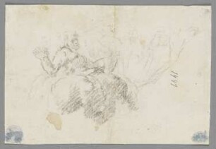 Figurenstudie, auf einer Wolke sitzend