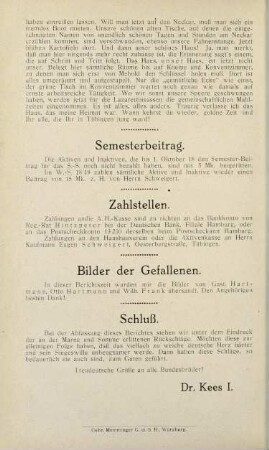 28, Semesterbeitrag, Zahlstellen, Bilder der Gefallenen, Schluß