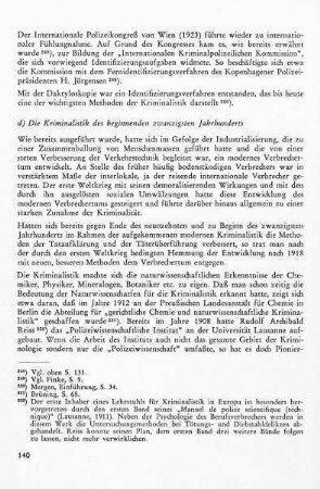 d) Die Kriminalistik des beginnenden zwanzigsten Jahrhunderts