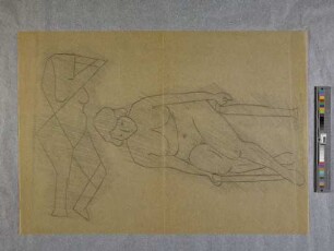 Aus dem Zeichenheft Corona Krause Klasse 1b (sitzender Frauenakt, Körperstudie aus dem Unterricht - Aktzeichnen - bei Oskar Schlemmer)