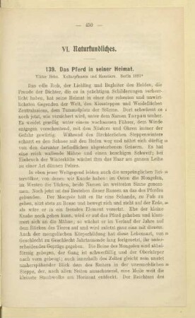 VI. Naturkundliches