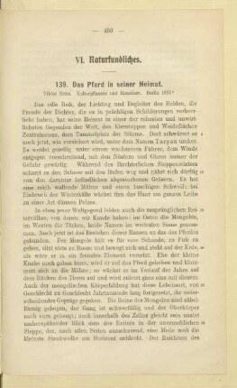VI. Naturkundliches