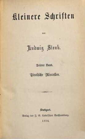Kleinere Schriften, 3. Tirolische Miscellen