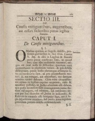 Sectio III. De Causis mitigantibus, augentibus aut cessare facientibus pœnas legibus statutas.