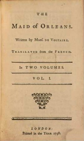 The Maid Of Orleans : In Two Volumes, 1