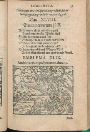 Emblema XLIX. Amicitia etiam post mortem durans.