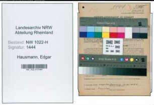 Entnazifizierung Edgar Hausmann , geb. 21.11.1910 (Chemiker)