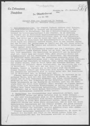 Reubach-Michelbach/Lücke mit Kleinansbach: Inspektionsbericht 1959